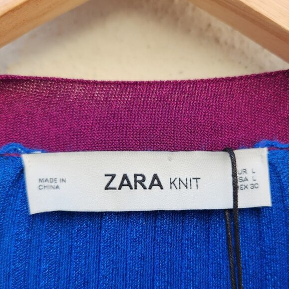 ZARA Cobalt Metallic Ribbed Cardigan Dress - Picture 7 of 8